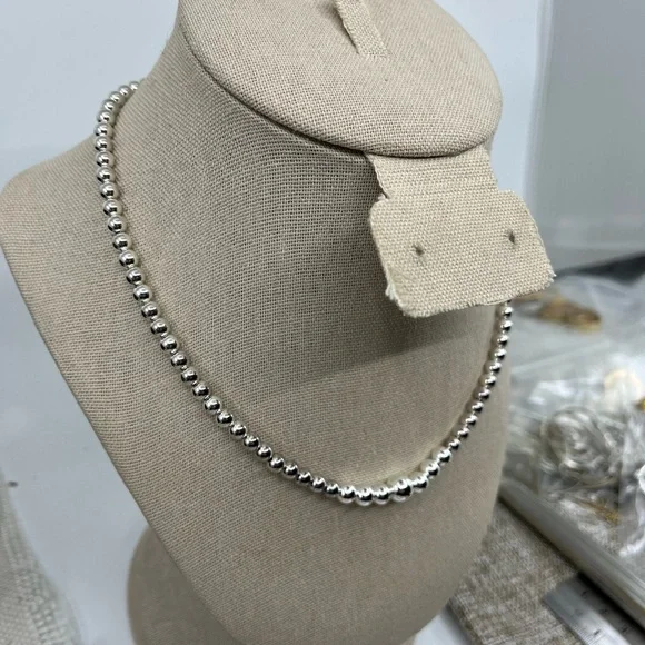 Vintage Sterling Silver Graduated Bead Necklace – 16" – 13.5g - Picture 11 of 16